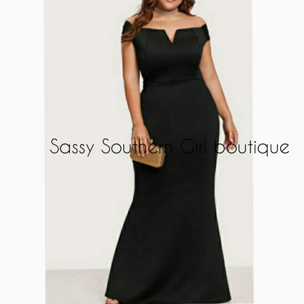 🆕⭐ Black off shoulder formal maxi dress